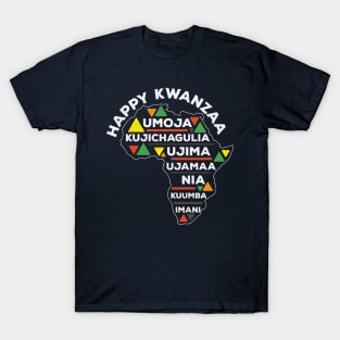 Happy Kwanzaa Africa Heritage Map Celebrate T-Shirt